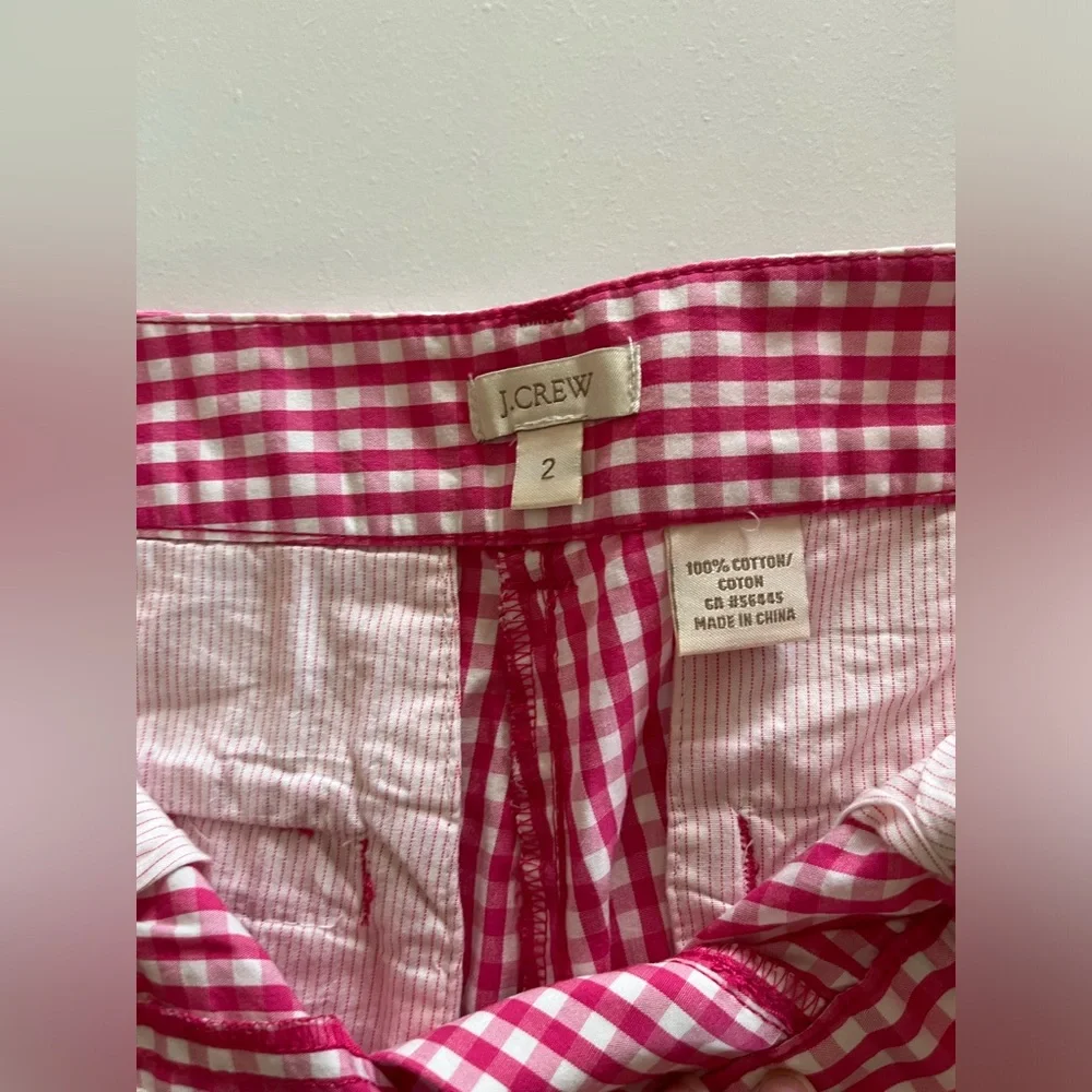 J.Crew pink and white gingham checked shorts, size 2